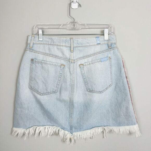7 FOR ALL MANKIND | Rainbow Fringe Light Wash Denim Skirt Women’s Size 29 (8) - Picture 9 of 13